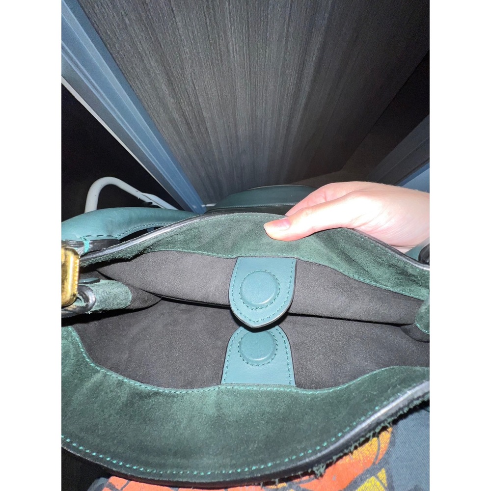 Burberry Prorsum Green Suede Leather Trim‎ Bucket Bag Purse with Pouch - Picture 5 of 7